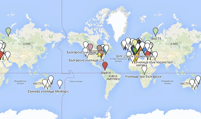 Карта на българските училища в чужбина